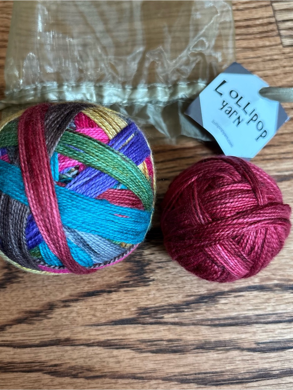 Lollipop Yarn Sock Set Self Striping Red Blue Indie Dyed Knitting Crochet Wool